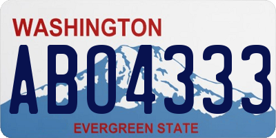 WA license plate ABO4333