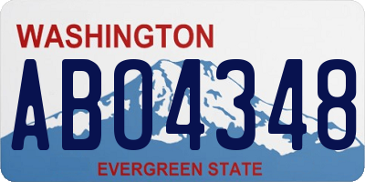 WA license plate ABO4348