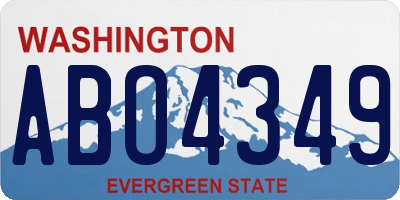 WA license plate ABO4349