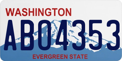 WA license plate ABO4353
