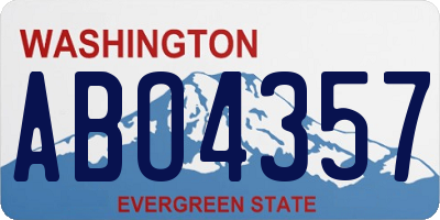 WA license plate ABO4357