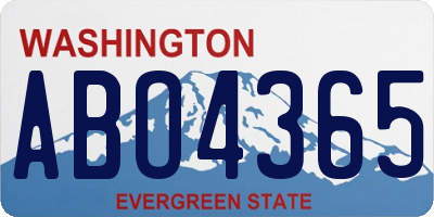 WA license plate ABO4365