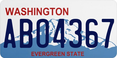 WA license plate ABO4367