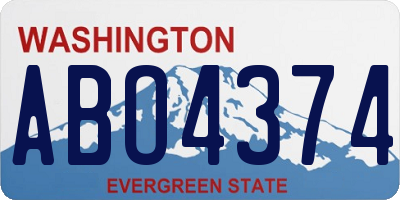 WA license plate ABO4374