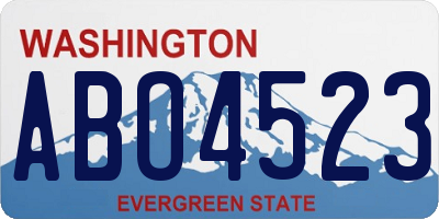 WA license plate ABO4523