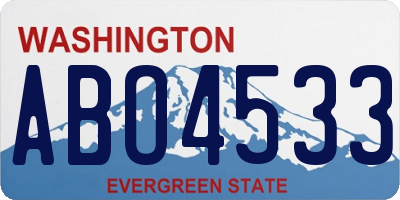 WA license plate ABO4533