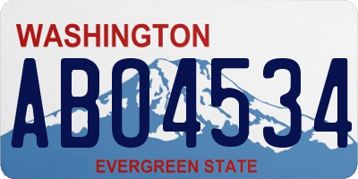 WA license plate ABO4534