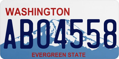 WA license plate ABO4558