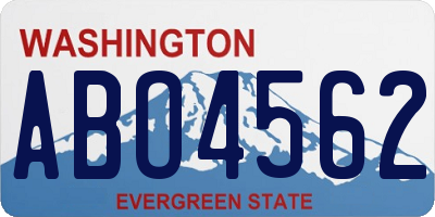 WA license plate ABO4562
