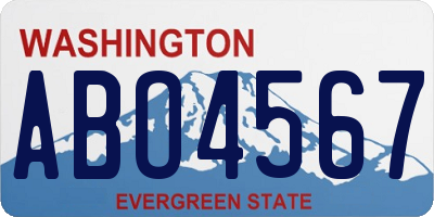 WA license plate ABO4567