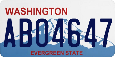 WA license plate ABO4647