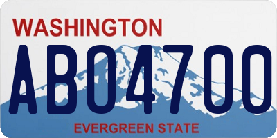 WA license plate ABO4700