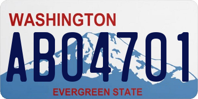 WA license plate ABO4701
