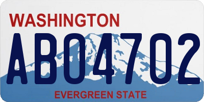 WA license plate ABO4702