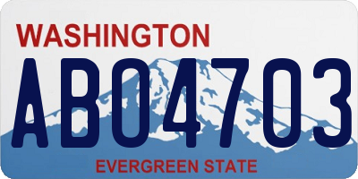 WA license plate ABO4703