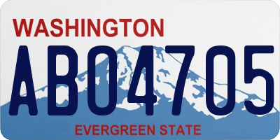 WA license plate ABO4705
