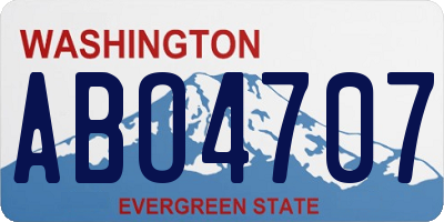 WA license plate ABO4707