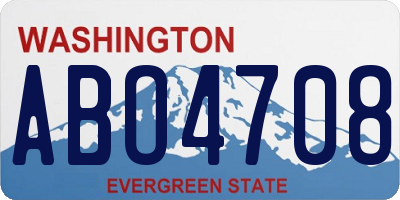 WA license plate ABO4708