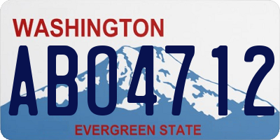 WA license plate ABO4712