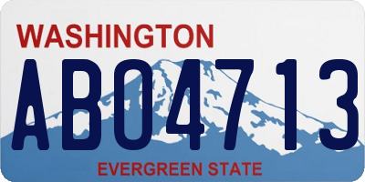 WA license plate ABO4713