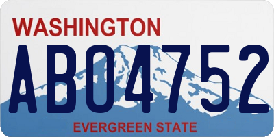 WA license plate ABO4752