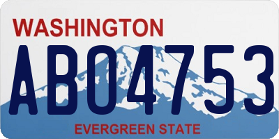 WA license plate ABO4753