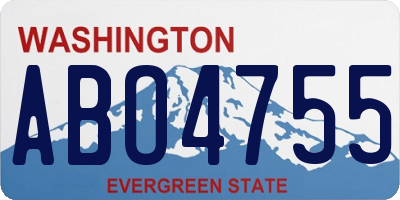 WA license plate ABO4755