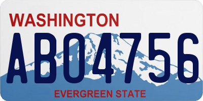 WA license plate ABO4756
