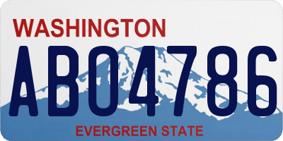 WA license plate ABO4786