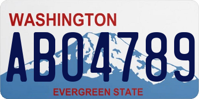 WA license plate ABO4789