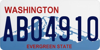 WA license plate ABO4910