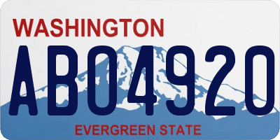 WA license plate ABO4920