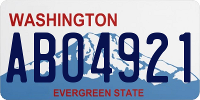 WA license plate ABO4921