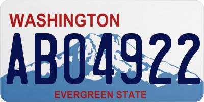 WA license plate ABO4922