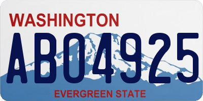WA license plate ABO4925