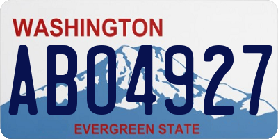 WA license plate ABO4927