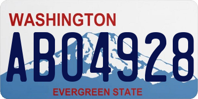 WA license plate ABO4928
