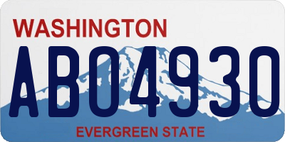 WA license plate ABO4930