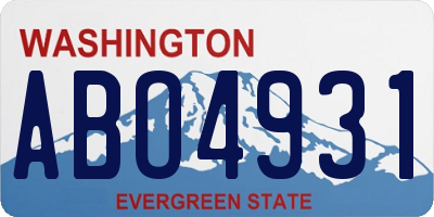 WA license plate ABO4931