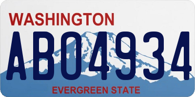 WA license plate ABO4934