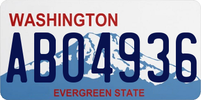 WA license plate ABO4936