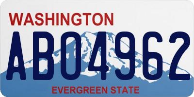 WA license plate ABO4962