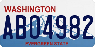 WA license plate ABO4982