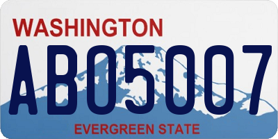 WA license plate ABO5007