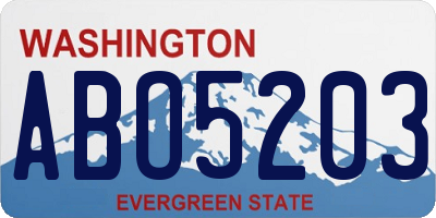 WA license plate ABO5203