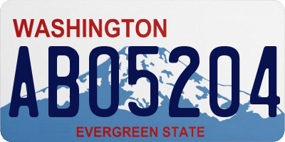 WA license plate ABO5204