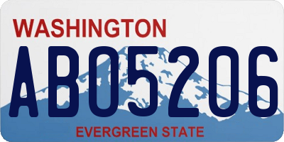 WA license plate ABO5206