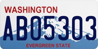 WA license plate ABO5303