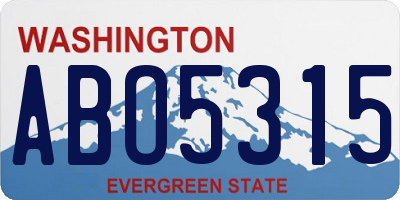 WA license plate ABO5315