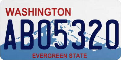 WA license plate ABO5320